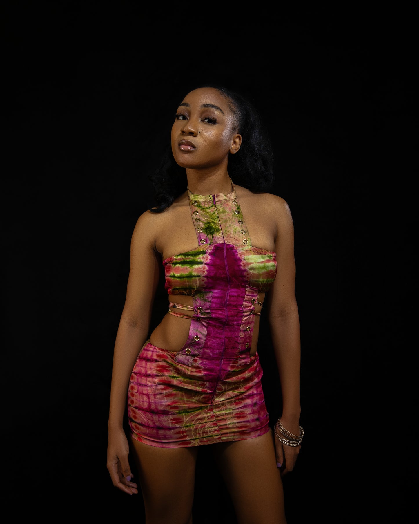 Ribcage mini dress in Rosetta