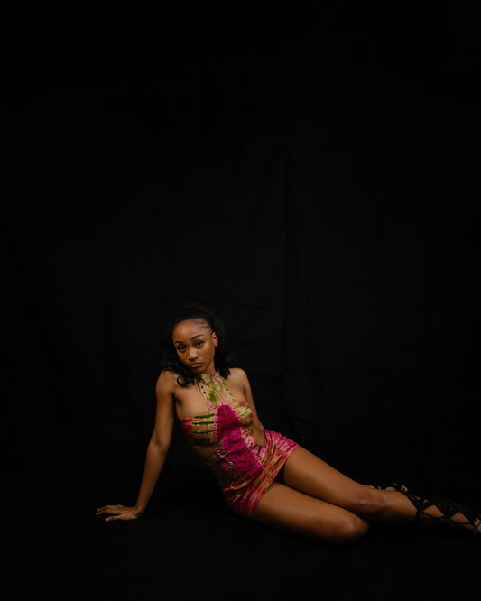Ribcage mini dress in Rosetta